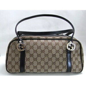 Gucci Boston Bag Canvas LeatherBeige Black